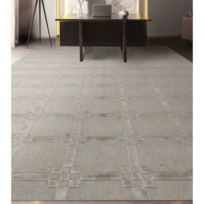 Tapis beige noué à la main de haute qualité