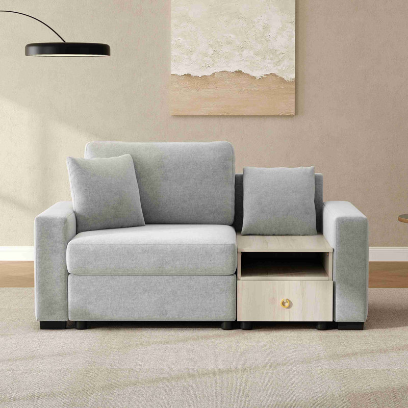 Canapé-lit moderne avec accoudoirs de rangement et console centrale pour le salon, Gris