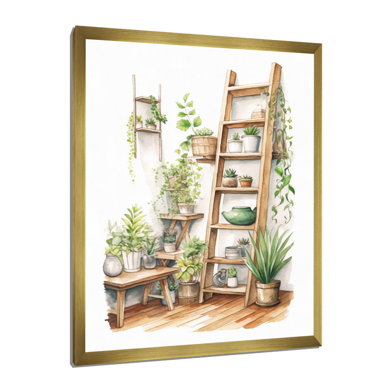 «Natural Bathroom Decor XX XXV», reproduction sur toile, Encadrement doré, H 30 po x l 40 po x P 1,5 po