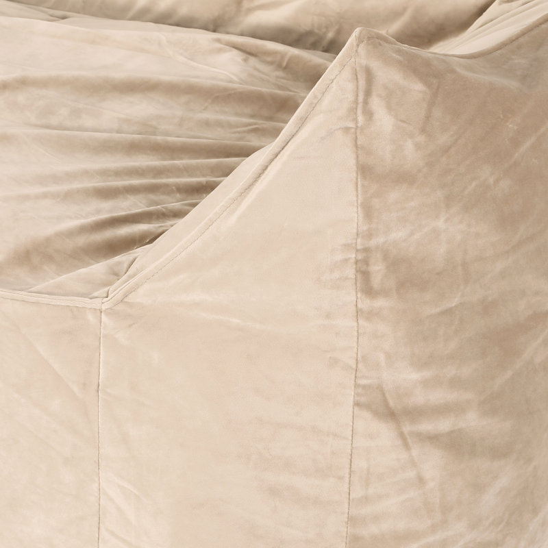 Fila Velveteen 2 Seater Oversized Bean Bag Chair With Armrests, Taupe, 32" H x 60" W x 40" D, Taupe