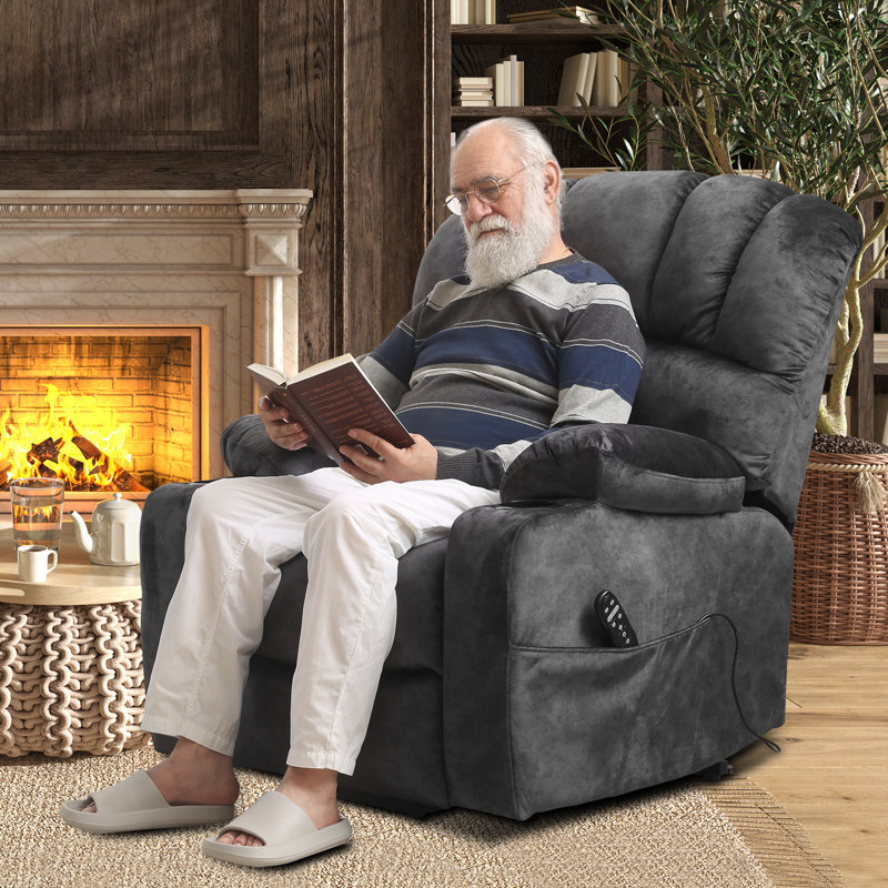 Power Lift Massage Recliner Chairs With Heat, Large Shell Velvet Chair Recliners