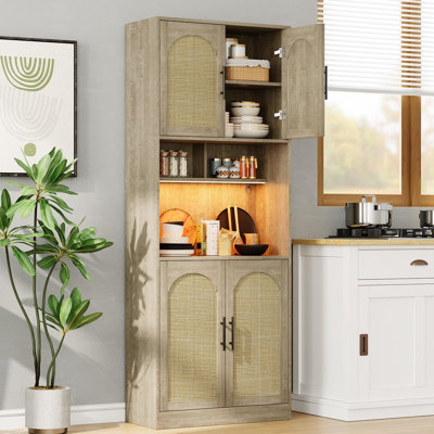 Kitchen Pantry Cabinet With RGB Light by Ebern Designs