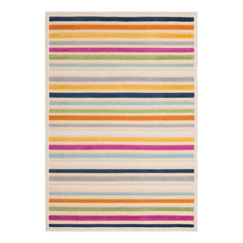 Striped Indoor / Outdoor Rug, Rectangle 5'3" x 8'