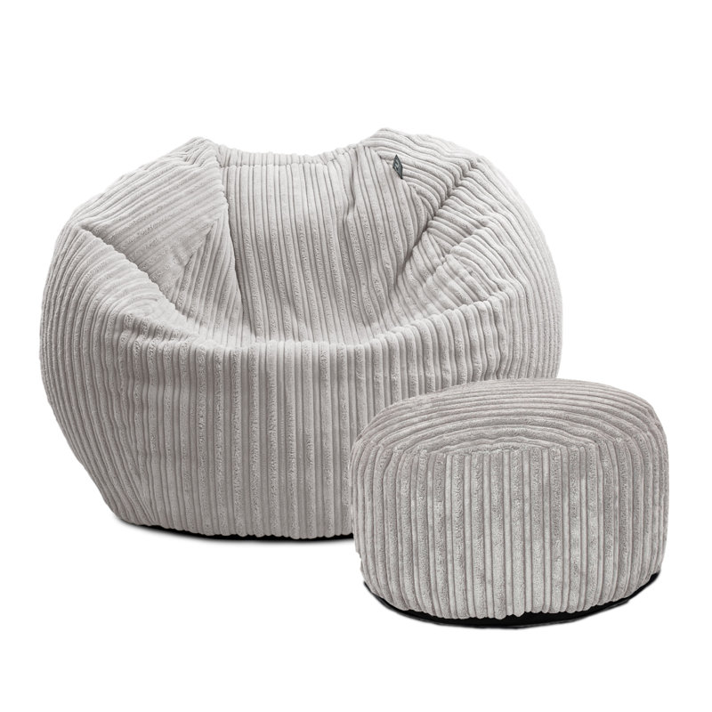 rucomfy Beanbags Slouchbag Large Corduroy Bean Bag Chair - Adult Bean Bag with Filling - Home Furniture Seating for Living Room or Bedroom - Machine Washable - 80 x 110cm