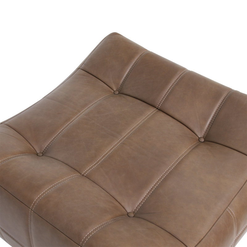 Repose-pieds en cuir Casa, Sienne antique