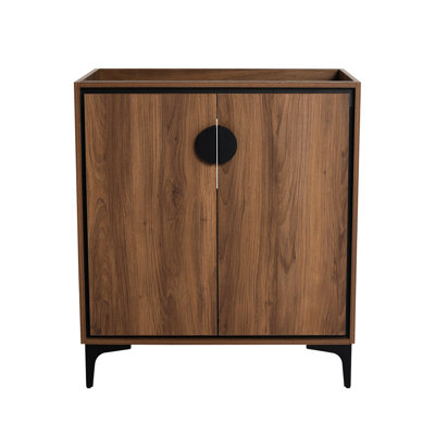 Meuble-lavabo de salle de bain 30 po, autoportant, 2 portes, bois d'ingénierie, finition, brun, meuble-lavabo brun de style américain 30 po, hydrofuge, design