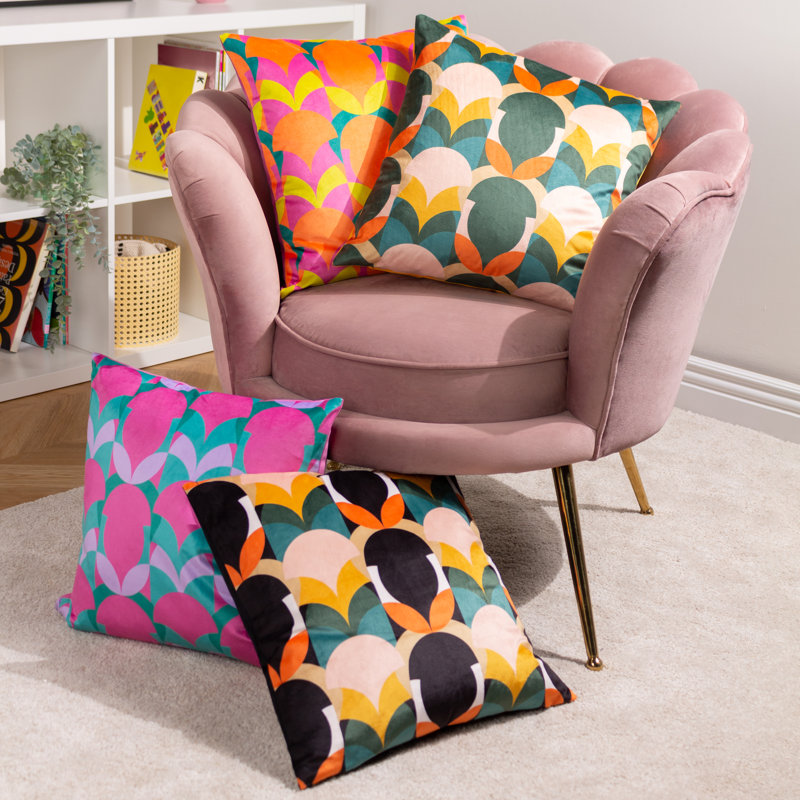 Square Throw Cushion, Pink/Jade