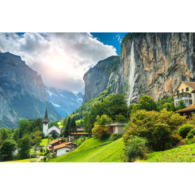 Fabulous Mountain Village Lauterbrunnen, Switzerland by Janoka82 - Wrapped Canvas Print, 30cm H x 46cm W
