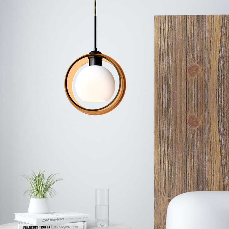 Luminaire suspendu géométrique 1 lumières simple Spigner, Bronze, Bleu