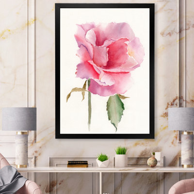 " Bright Pink Rose Vintage Flower " Painting