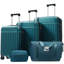 Ensemble de bagage 5 pièces, valise de transport rigide, bagage extensible avec sacs de voyage, roulettes, verrou TSA