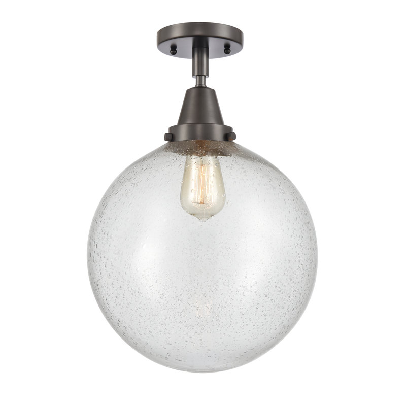 Amede Glass Flush Mount, 14.5" H x 12" W x 12" D, Seedy, Oil Rubbed Bronze