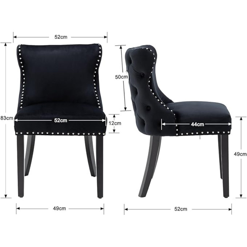 Sanora Modern Upholstered Dining Chairs Accent Chair wirh Wood Frame, Black