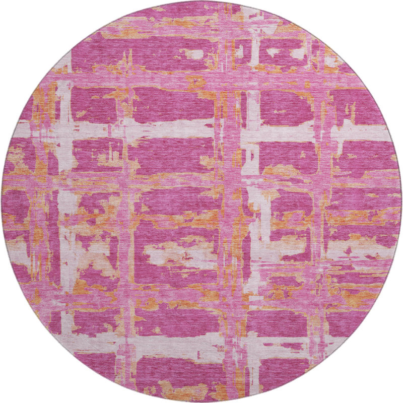 Premium Machine Washable Prisco Blush Rug, Round 8'