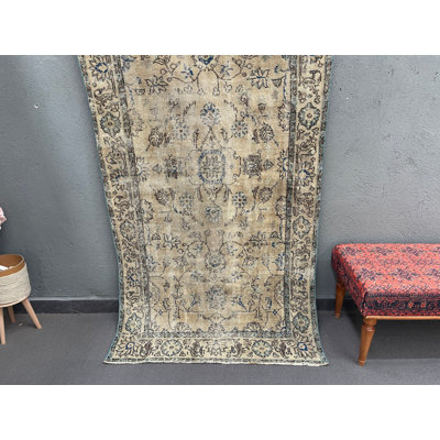 Tapis beige en laine rétro Vintage 43,3 x 84,6 po