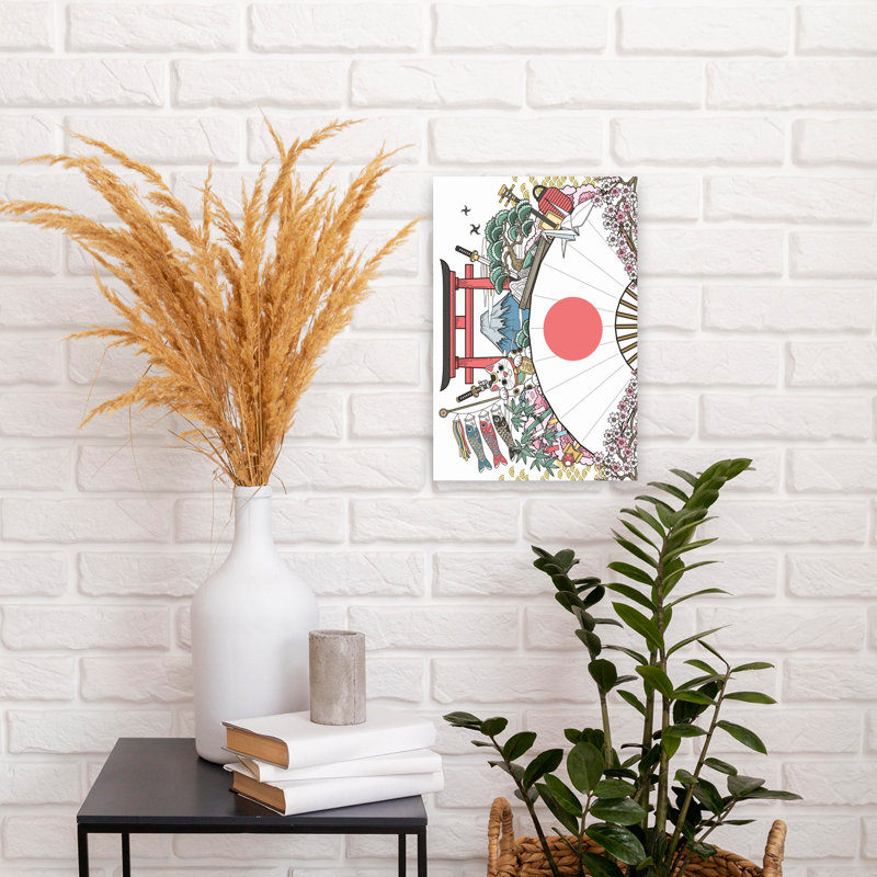 Denetria Contemporary Art Abstract Contemporary Cat Fish Flower Landscape Wall Art - Wrapped Canvas Print