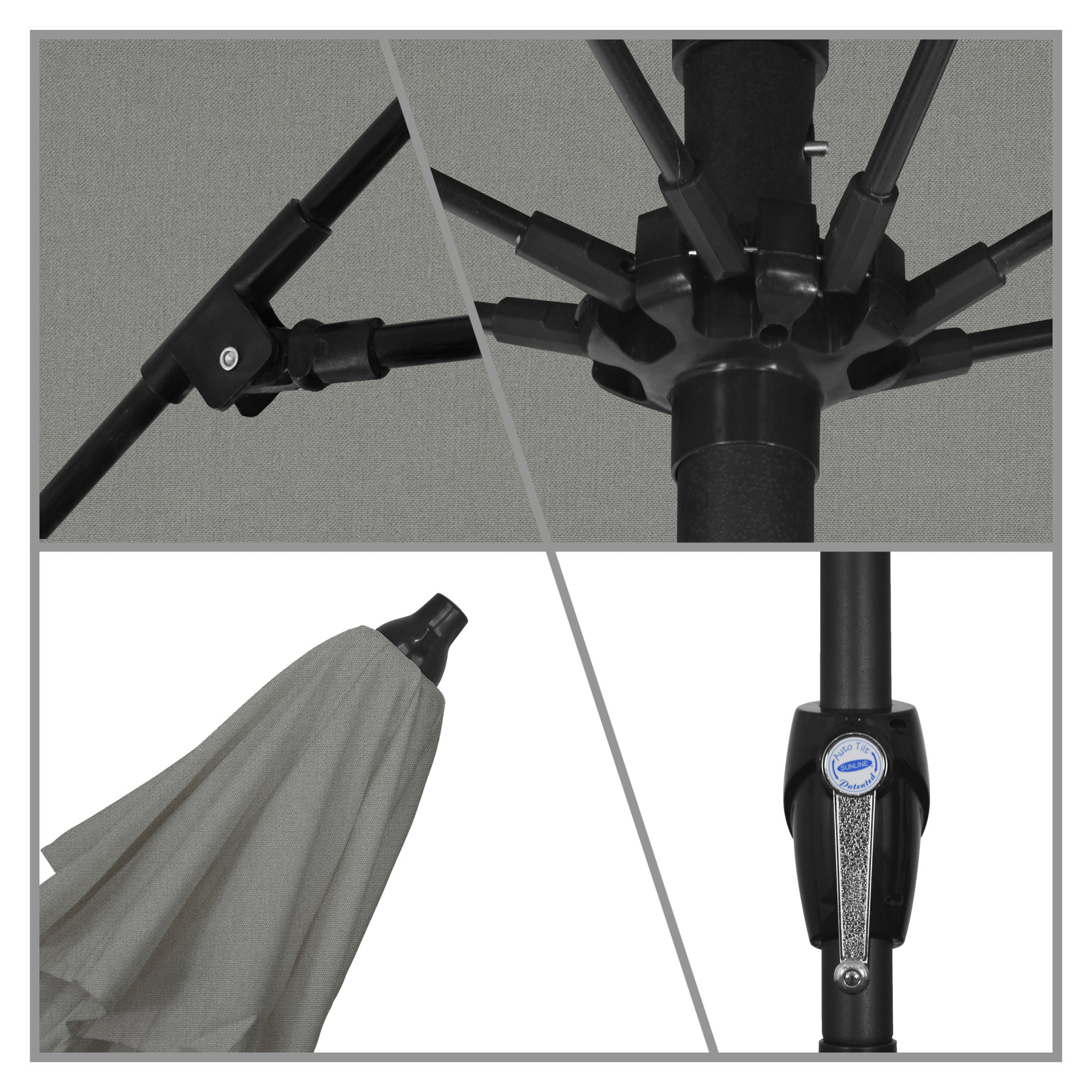 Gino 7.5' Market Sunbrella Umbrella, Canvas Charcoal Sunbrella® Canvas