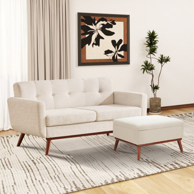  65" W Loveseat With Ottoman Tufted Upholstered Living Room Set