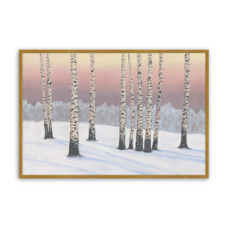 «Birch Stand I» par Michael Willett, reproduction d'art, H 12 po x l 16 po, Doré