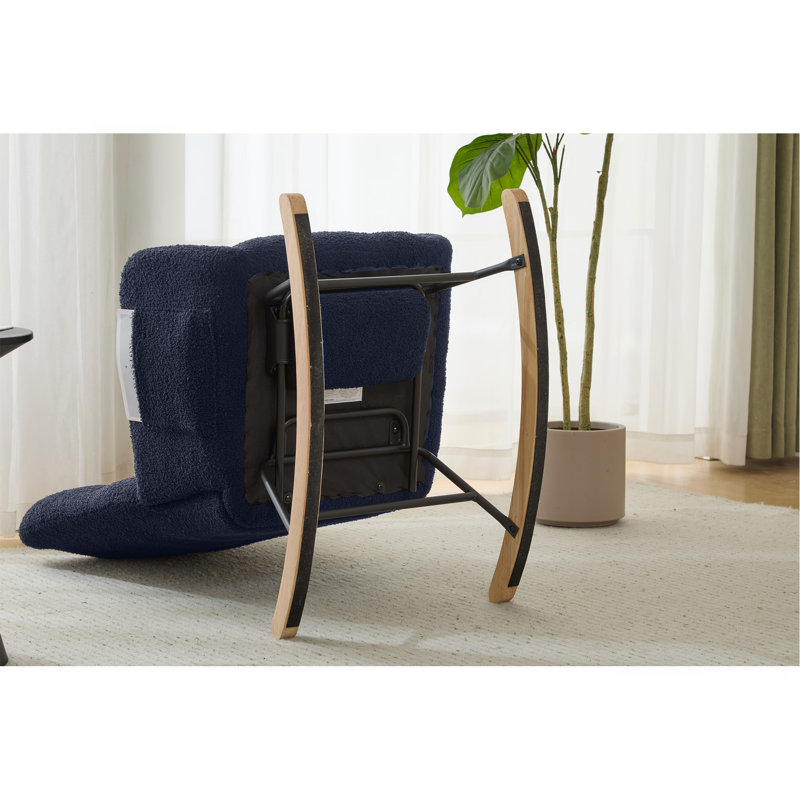 Teddy Fabric Wingback Glider Rocker & Ottoman Set, Nursery Nursing Rocking Chair With Side Storage Pocket, Smooth Gliding Motion, Safe Solid Wood Base, Comfy Accent Chair For Living Room,Grey