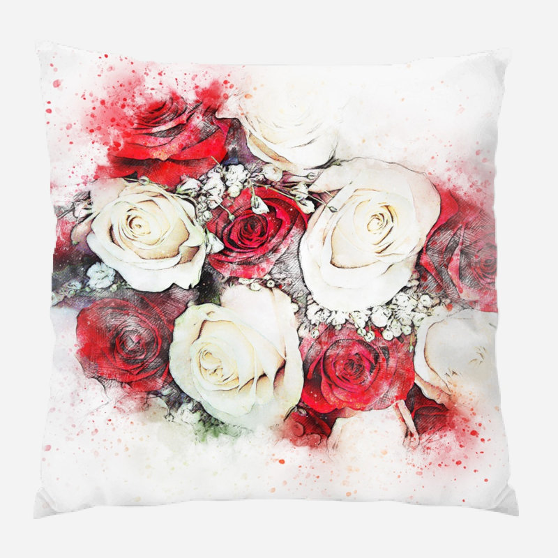 Coussin décoratif fleurs Wittrock, Microsuède, Intérieur