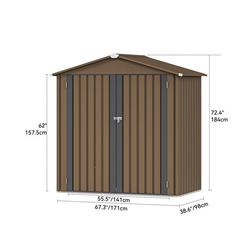 5.6x3.2 ft Storage Shed for Outdoors, Brown