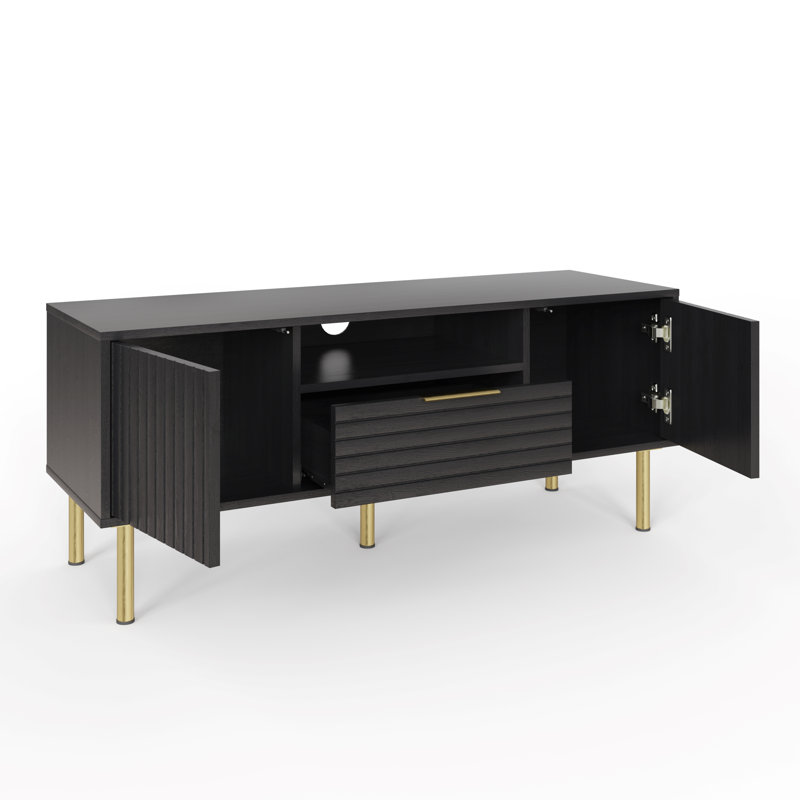 Nervata Living TV Stand for TVs up to 55", Black/Gold