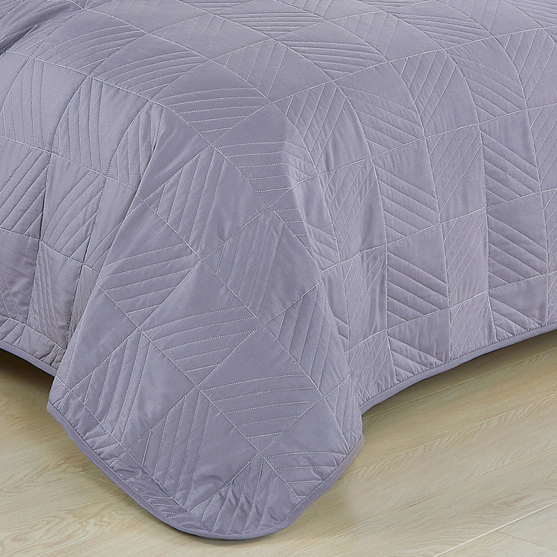 Couvre-lit 3 pièces Luxury, King Coverlet/Bedspread + 2 King Shams, Lavande / Gris