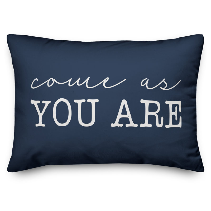 Textual Outdoor Throw Pillow, Navy