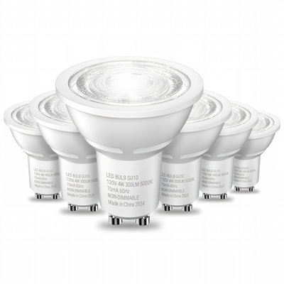 Paquet de 6 ampoules à DEL GU10 à intensité variable de 4 W 300LM, 5 000K, blanc froid, 120 V 35 W, équivalentes à des ampoules halogènes pour l'éclairage encastré et sur rail