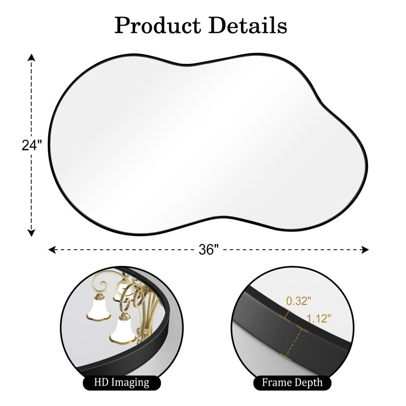 Miroir mural Banwell, Noir, 24 po x 36 po