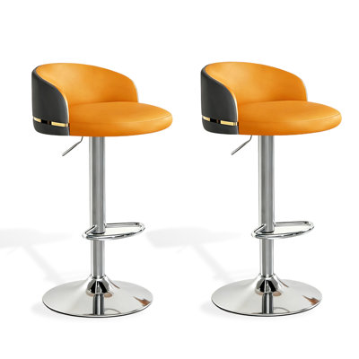 Gray Orange Silver Solid back Arm Chair(Set of 2)