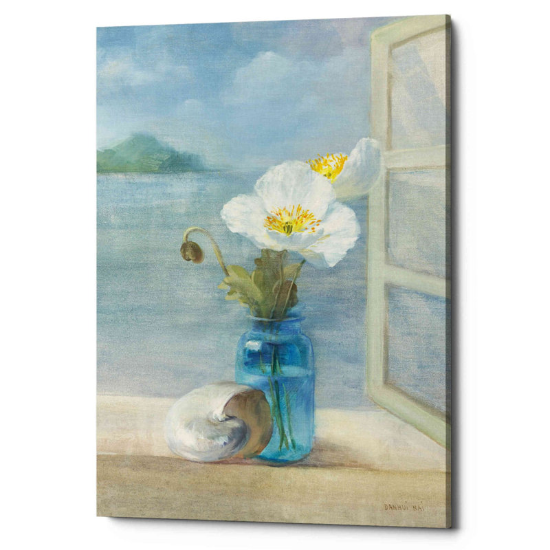 «Coastal Florals II» par Danhui Nai, art mural sur toile, H 26 po x l 18 po x P 0,75 po