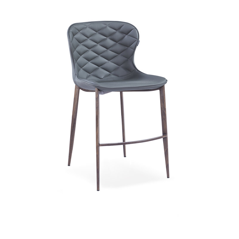 Tabouret de bar et de comptoir Albert, Gris, Placage de bois, Tabouret de comptoir (siège d'une hauteur de 24 p