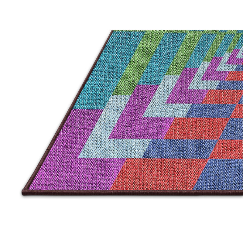 Tapis rose/vert/rouge à motifs Idylwood, Rectangle 2 pi x 3 pi