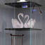 Black Four-Tier Rotating Glass Display Case, Remote-Controlled Light Strip, Adjustable Cabinet Legs, Suitable For Multiple Scenarios Including Living Room And Kitchen.