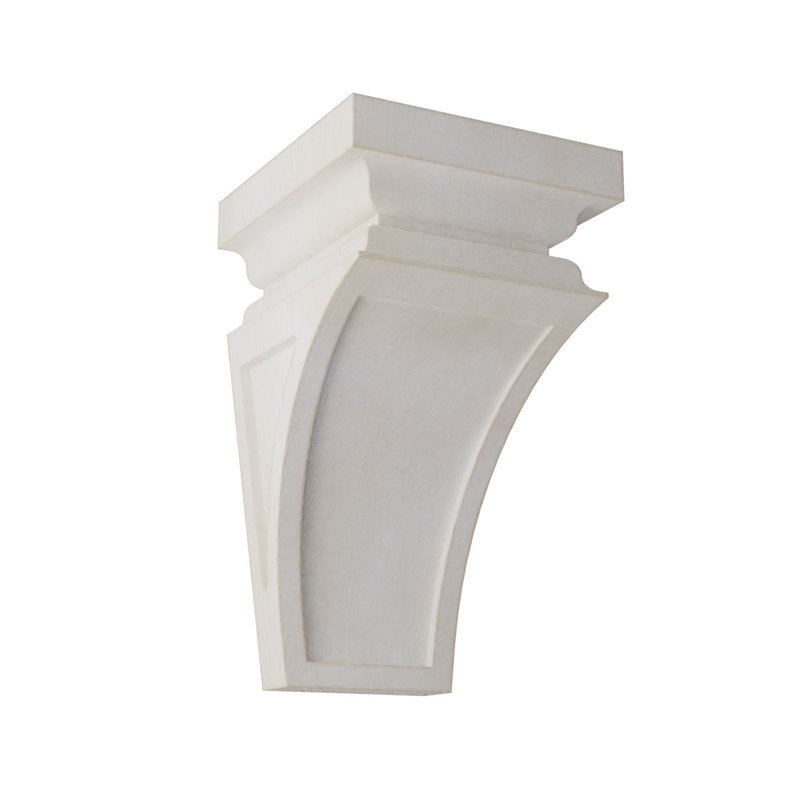 Corbel décoration rétro en bois Nevio, H 10 po x l 5 po x P 5,75 po, Blanc craie cendré