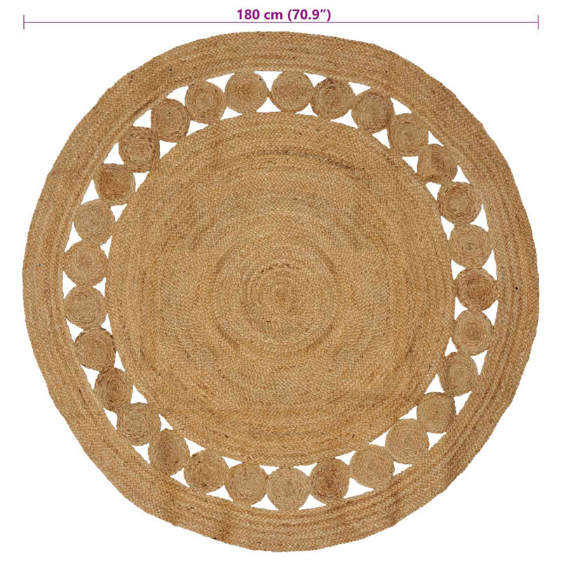 Hand Braided Area Rug, Natural, Round 180cm