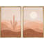 Idea4wall, ensemble d'art mural encadré, cactus, soleil brillant, vallée, paysage, nature sauvage, illustrations, art moderne, bohème, graphique, coloré, chic pour le salon, la chambre à coucher, le bureau-71660173-72651819