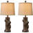 23"Resin Table Lamps For Living Room Set Of 2 Country Cottage Farmhouse Lamp For Bedroom Tree Trunk Wood Grain With Oatmeal Fabric Round Shade Vintage Rustic Traditional Nightstand Bedside Lamp