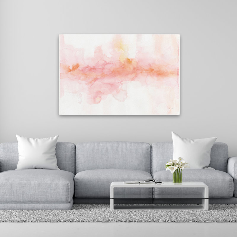 Rainbow Seeds Abstract Blush Crop - Art abstrait orange, rose, rouge, H 16 po x l 24 po