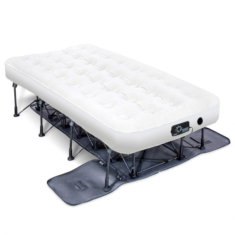 Lit simple Ivation EZ-Bed - Matelas gonflable avec structure et étui à roulettes, auto-gonflable avec arrêt automatique, lit confortable pour les invités et les voyages