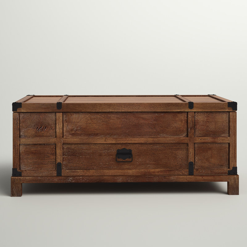 Rustic Mango Wood & Metal 44" Lift-Top Coffee Table with Storage