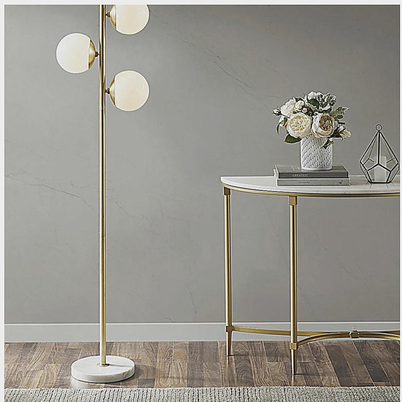 3-bulb floor lamp, with marble base
