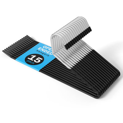 Pants Hangers | Open-Ended Metal Pants Hangers, 15 Metal Hangers Non Slip Hanger For Pants, Silver And Black