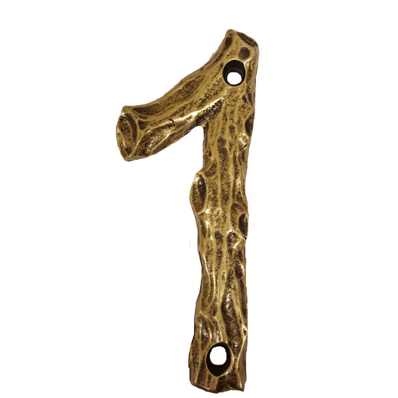 Numéro de maison de 4 po, 1, Laiton antique