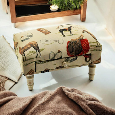 Enes 40cm Wide Rectangle Animal Print Ottoman with Storage, Hand-Finished Footstool, Stylish and Functional Decor