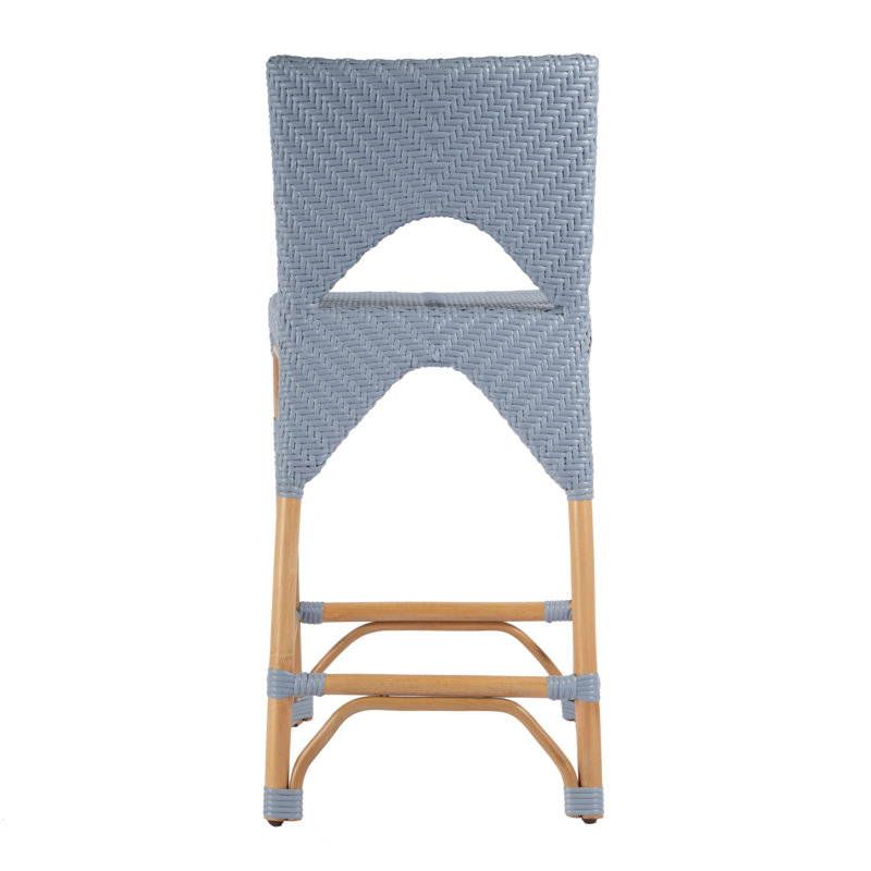 Creanly Rattan  Counter Stool, Blue