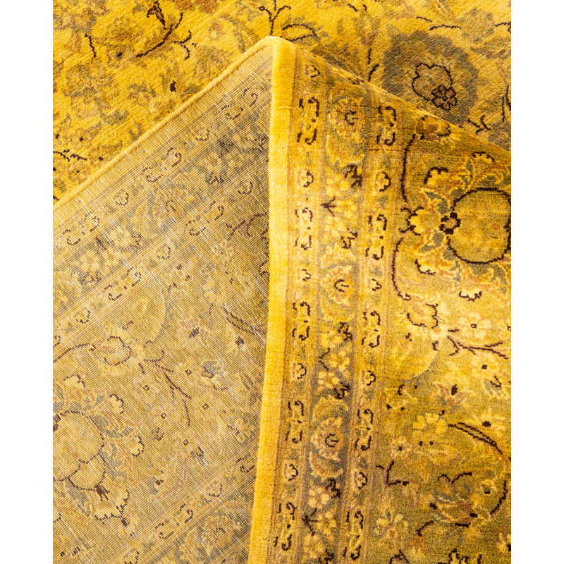 Overdyed Hand-Knotted Wool Modern-Contemporary Yellow Area Rug 8' 1" x 10' 4"
