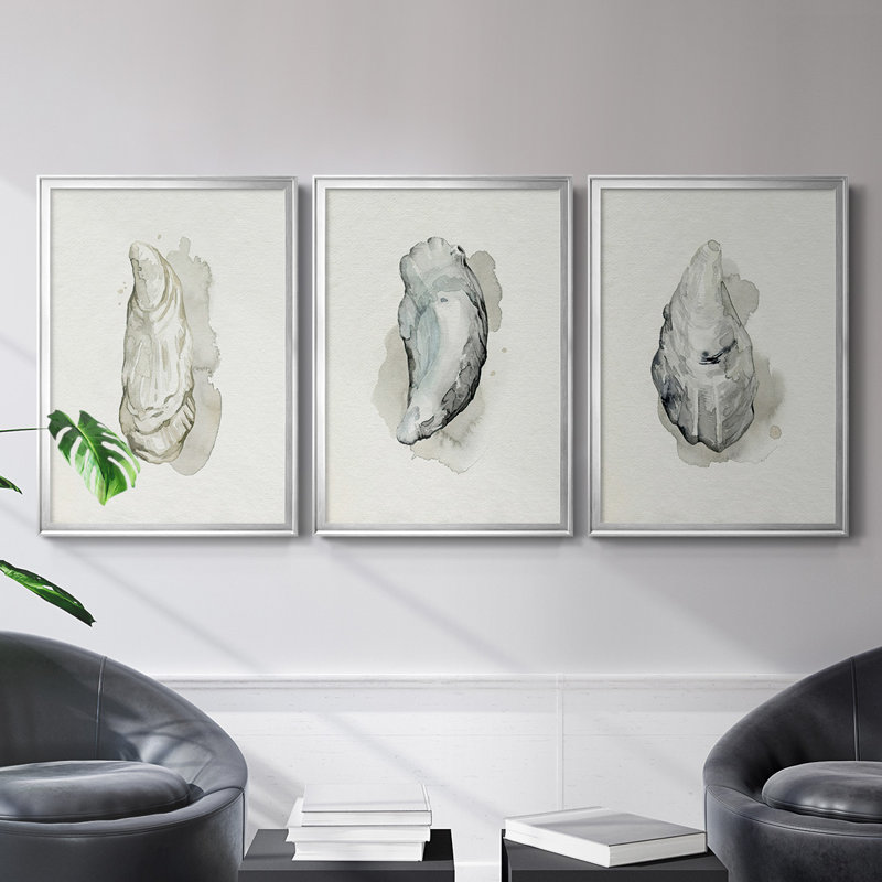 Oysters On The Bay I Oysters On The Bay I - ensemble de 3 reproductions d'art sur toile, H 24,5 po x l 55,5 po x P 1,25 po